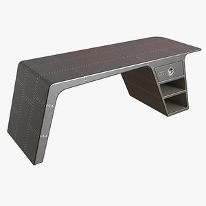 3D Metal Desk with Drawer 02 model