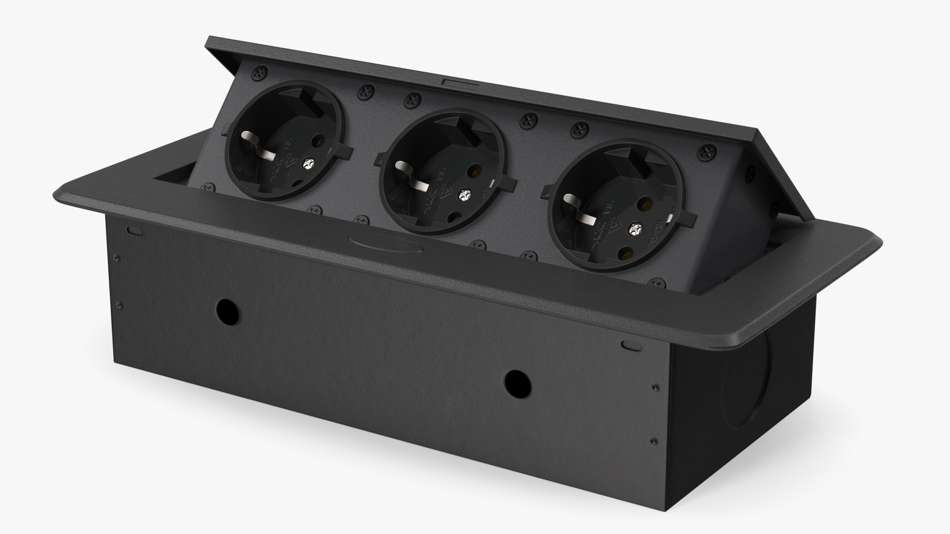 Damped Outlet Socket Three Plug Black 3D model preview