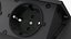 Damped Outlet Socket Three Plug Black