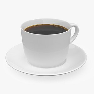 Ceramic Coffee Cup with Coffee on Saucer