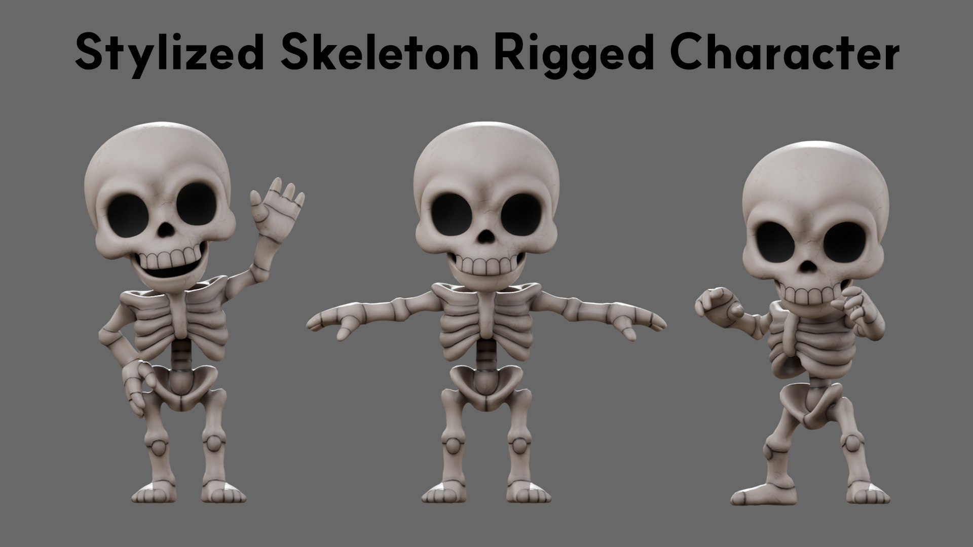 3D Model SD Skeleton Stylized Rigged Skeleton Character GameReady ...
