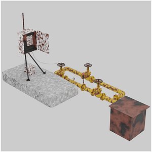 3D model Very Detailed Old Rusty Gas Monitoring Station Pipeline 3D