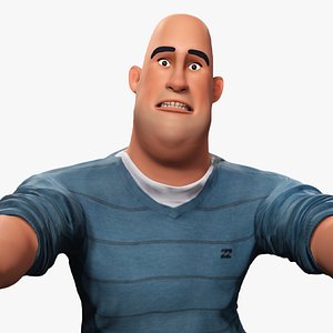 bald man wears sweater casual look 3D