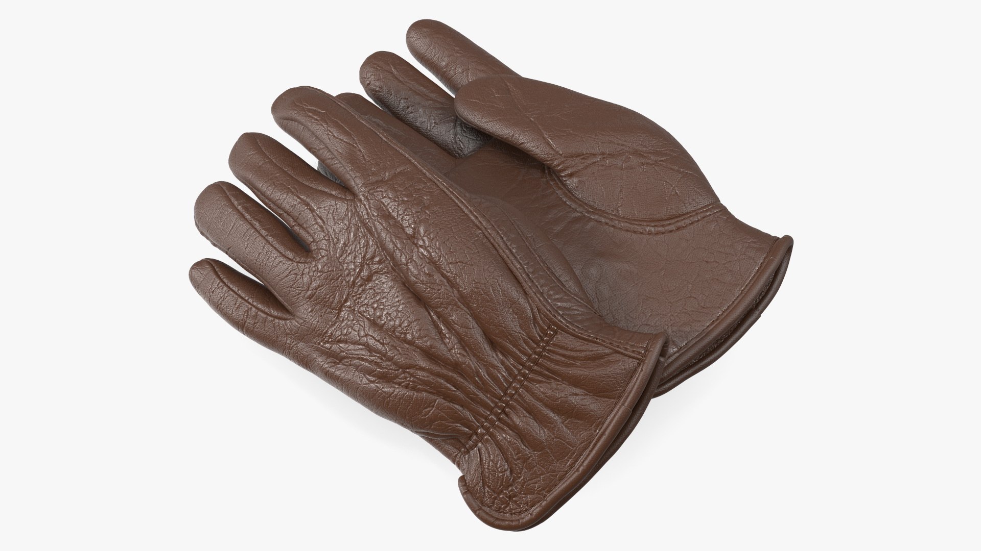 Classic Mens Buffalo Leather Gloves 3D model preview
