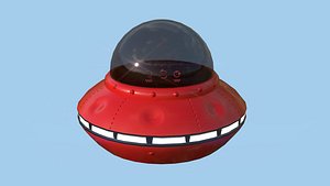 3D model Cartoon UFO A8 - SciFi Flying Saucer - Red Black