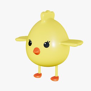 chickCute cartoon baby chicken animal character low-poly 3D model 3D model