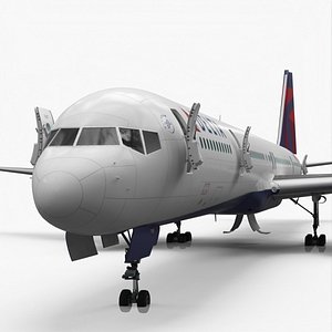 3D Delta Air Lines Boeing 757-300 with Cabin and Doors Rigged for Maya