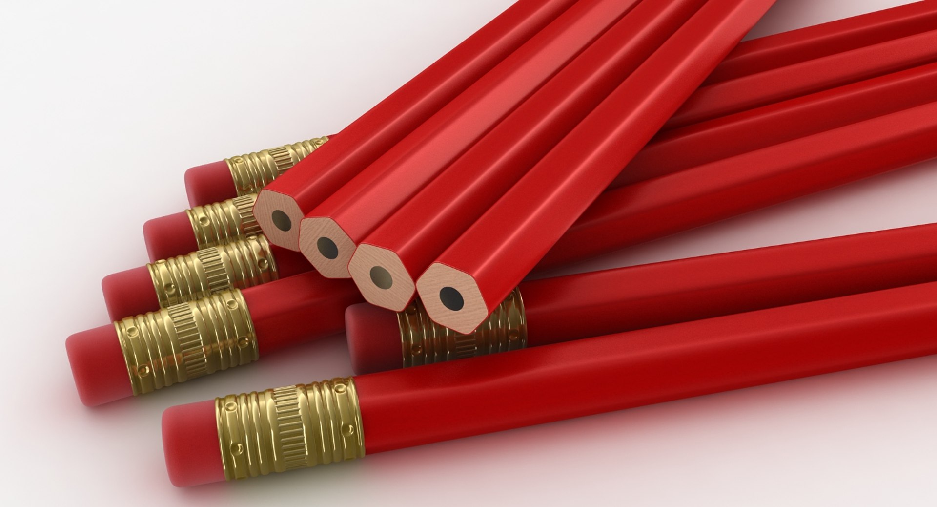 Realistic Red Pencil 2 3D Model - TurboSquid 1168231