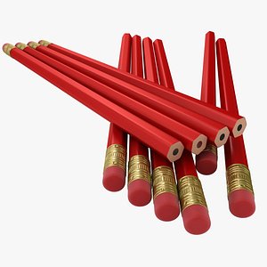 realistic red pencil 2 3D model