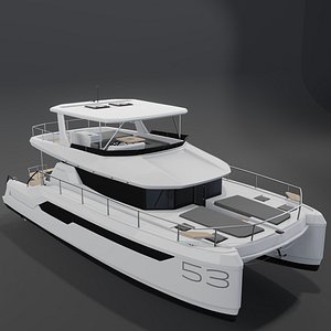 Leopard 53 Powercat 3D PBR Catamaran 3D model