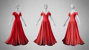 Dress 38 Alabama Crimson 3D model