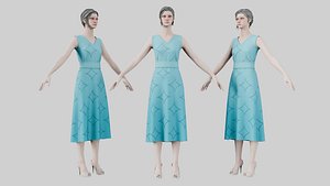 Dress 02 Sky Blue 3D