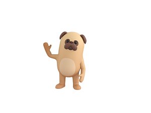 3D Rigged Pug Dog Character model