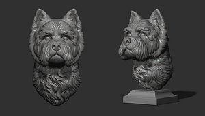 West Highland White Terrier bust 3D