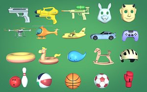Toys Pack - Rocking Horse Water Pistol Gun inflatable Car Airplane Helicopter Mask Ball