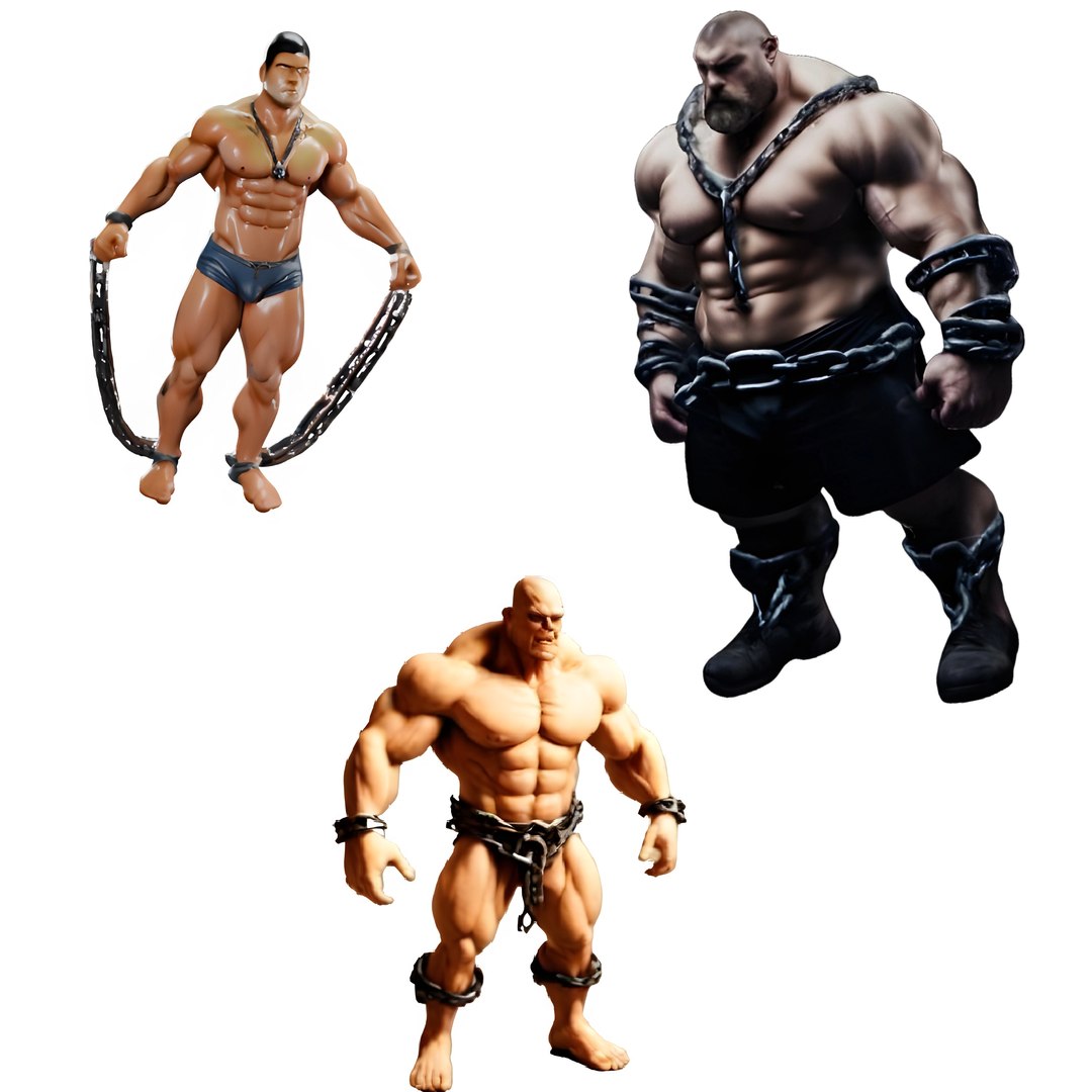 3D Muscular Warrior Figure With Chains Model - TurboSquid 2301602