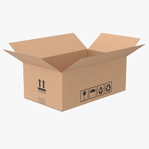 Cardboard Box 50x30x20 Half Open 3D model