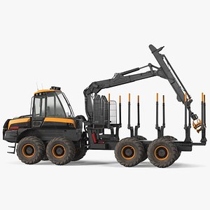 Forwarder Forestry Vehicle Dirty Rigged model