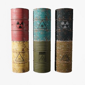 Low-Poly Collection Of Damaged Oil Barrels By Nikdox 3D model