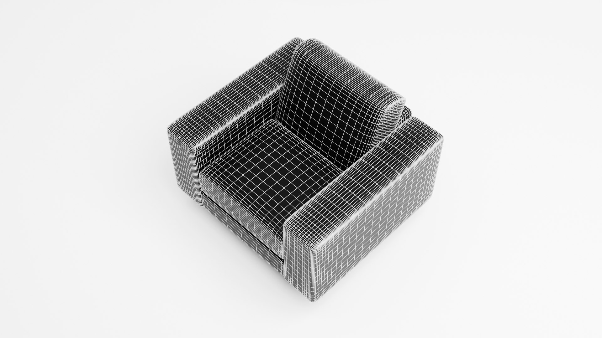 Mid-Century Lounge Chair - Padded Single Seater 3D model https://p.turbosquid.com/ts-thumb/Oo/v1gqlw/KF/wireframe5/jpg/1753004364/1920x1080/fit_q87/51e33cafa98f3149e8fa23d8282422683fa8e82d/wireframe5.jpg
