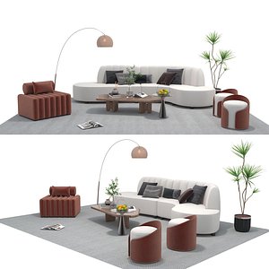 3D model Fabric sofa set1