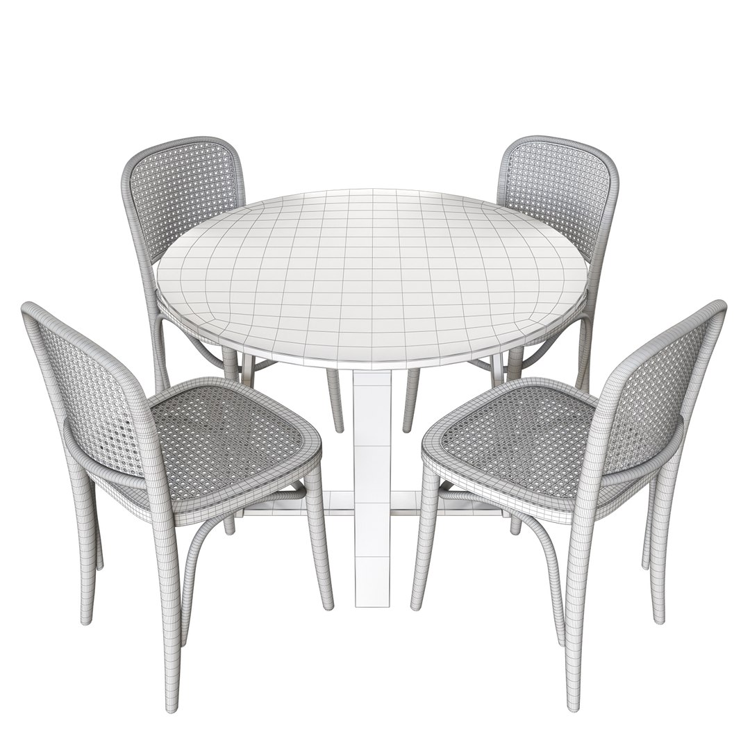 3D Olwen Oak Wood Round Dining Table And Luca Beech Rattan Dining