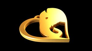 Elephant Pendant Gold 3D model