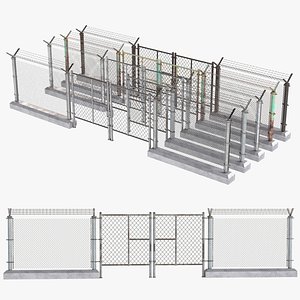 Barbed Wire Fence v10 3D model