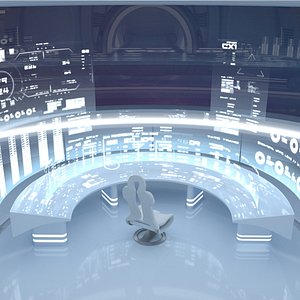 Sci-Fi Spaceship Bridge Command Center
