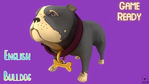 Grey English Bulldog 3D