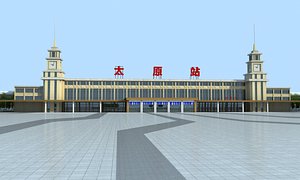 3D Taiyuan Railway Station Chinese Soviet-Style Railway Station