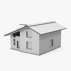 3D DIY Cardboard House White model