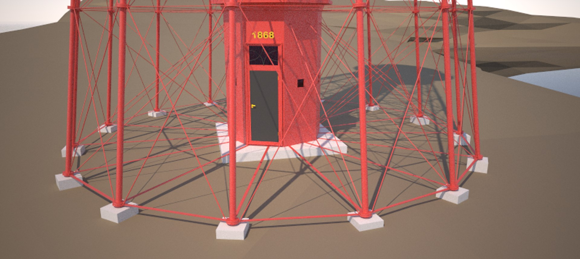 Old Iron Lighthouse House 3d Model