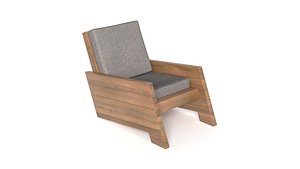 3D model wooden armchair