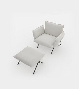 armchair ottoman modeled 3D model