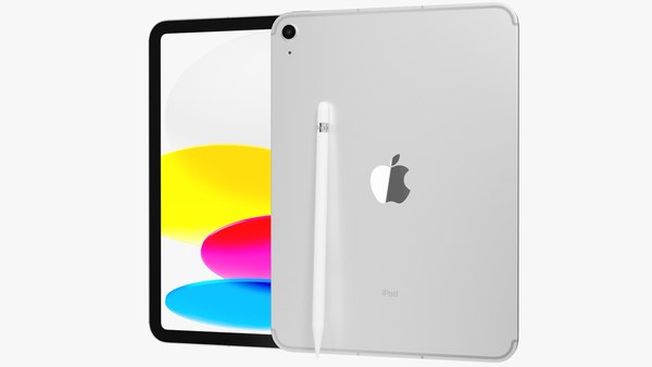 Apple iPad 2022 第10 代WiFi-蜂窝网络版带铅笔银色3D模型- TurboSquid
