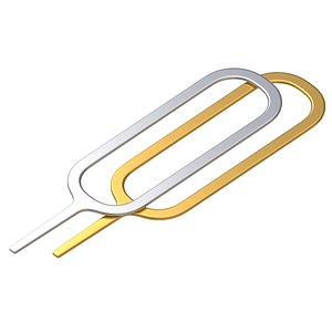 Sim Pin Key Gold and Stainless Steel 3D model