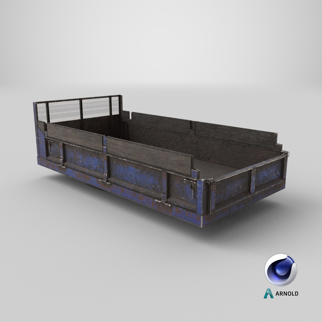 Rusted Stake Bed Platform With Wooden Sides Blue Old 3D Model ...