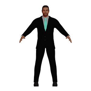 3D middle aged man suit model