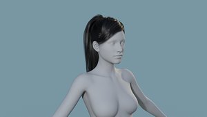 3D model Realistic Female Polygon Long Black Hair 46