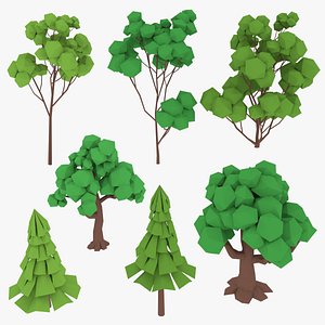 3D trees cartoon toon model