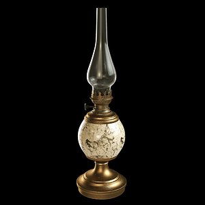 3D vintage oil lamp modeled