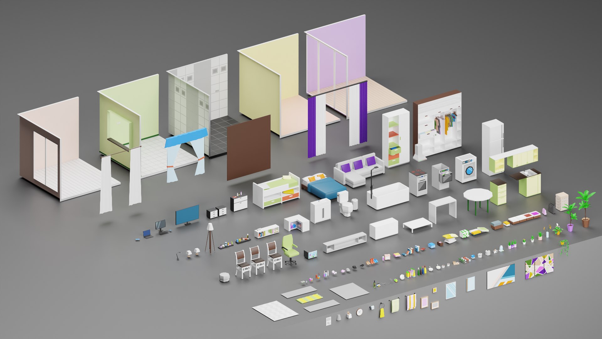 Simple Apartment Interiors Pack 2 Low Poly 3D - TurboSquid 1744218