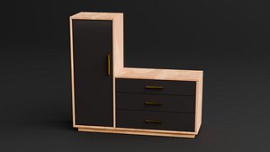 3D Modern Wardrobe Cabinet with Drawer Unit