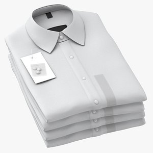 Folded Button Down Shirts 4 Pile Color Variations 3D model