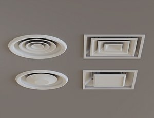 Low Poly Mechanical Ventilation with heat recovery a visible blowing anemostat on the ceiling