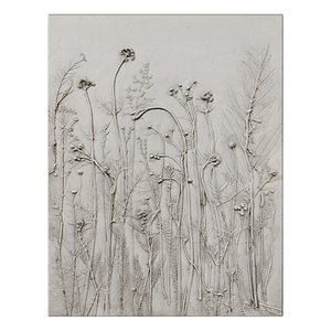 Rectangular Plaster Relief Panel Floral Wall Decor 3D model 3D model