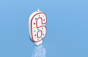 3D birthday candle 6