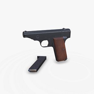 3D Hamada Type 1 Semi-automatic Pistol Low-poly PBR model