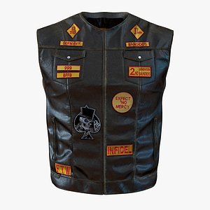 leather biker vest 3d model